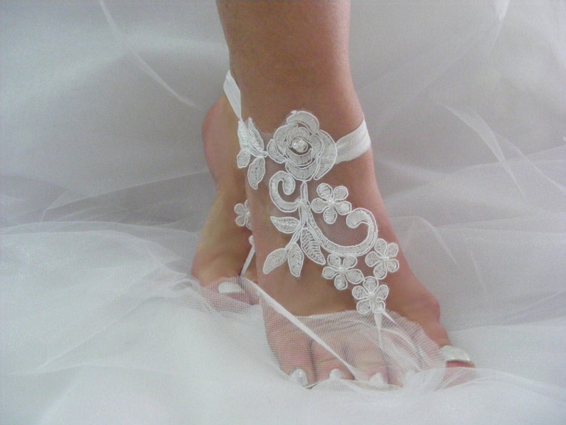Beach Wedding Barefoot Sandals, Bridesmaid Gift, Wedding Anklets, Wrist Sandals, Destination Wedding, Bride of Honour Gifts, Bridesmaids image 1