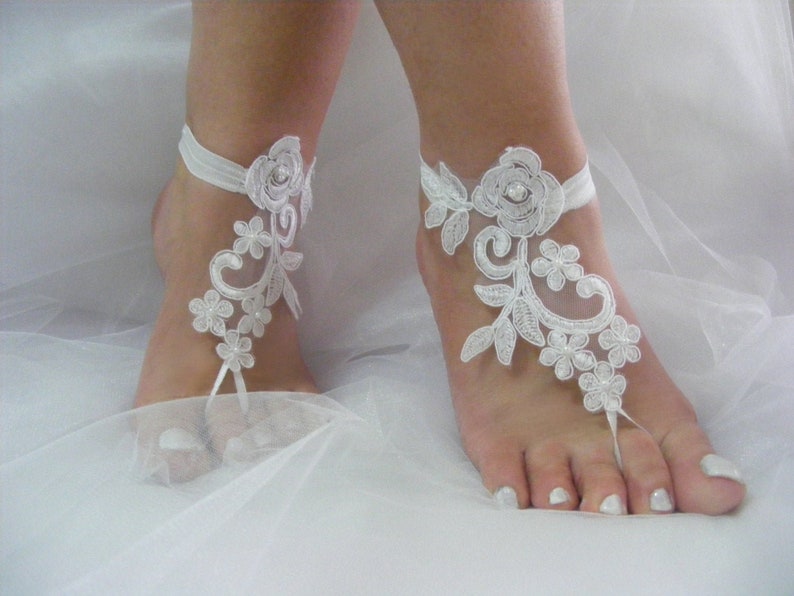 Beach Wedding Barefoot Sandals, Bridesmaid Gift, Wedding Anklets, Wrist Sandals, Destination Wedding, Bride of Honour Gifts, Bridesmaids image 2