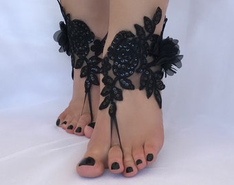 Barefoot Sandals, Beach Wedding Sandals, Wedding Anklets, Summer Wear, Wrist Sandals, Embroidered Sandals