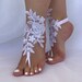 White Lace Sequined Barefoot Sandals, Beach Wedding Sandals, Wedding Anklets, Summer Wear, 8 Color Options,Wrist Sandals,Embroidered Sandals 