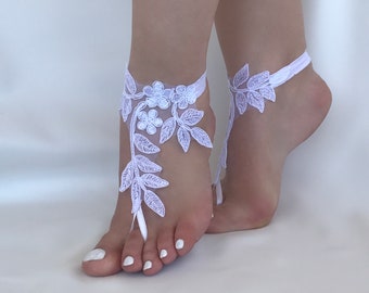 White, Blue, Pink, Ivory Lace Barefoot Sandals Bridesmaids Gift Wedding Shoes Beach Wedding Barefoot Sandals Wedding Anklets Wrist Sandals