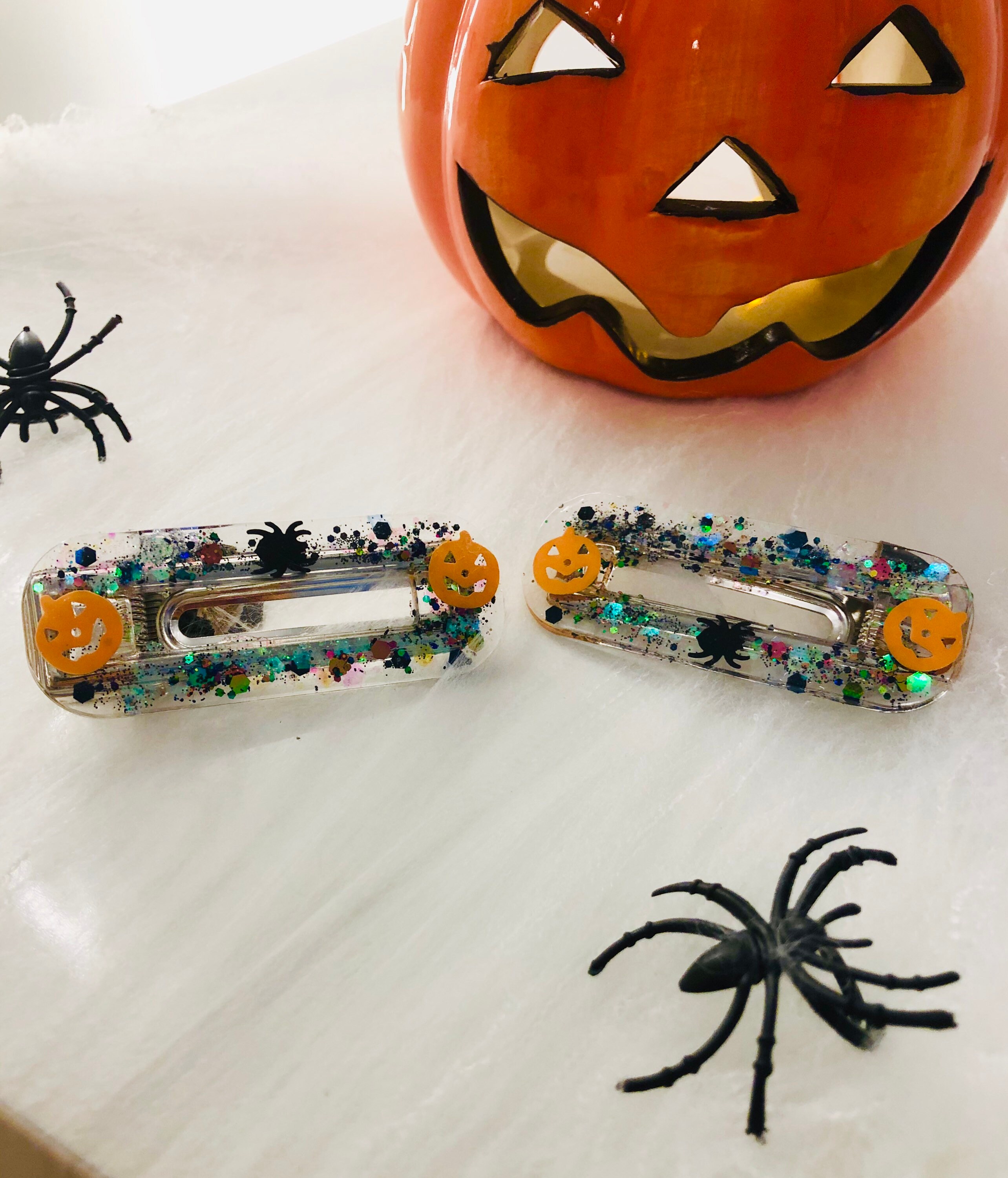 Pair of Halloween hair clips handmade by me from resin  Etsy