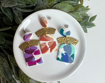 CLAY EARRINGS + lightweight + hypoallergenic + handmade + statement earring