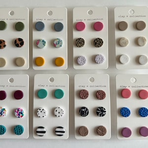 Handmade Clay Earrings | Mini Stud Packs | Clay + Collection