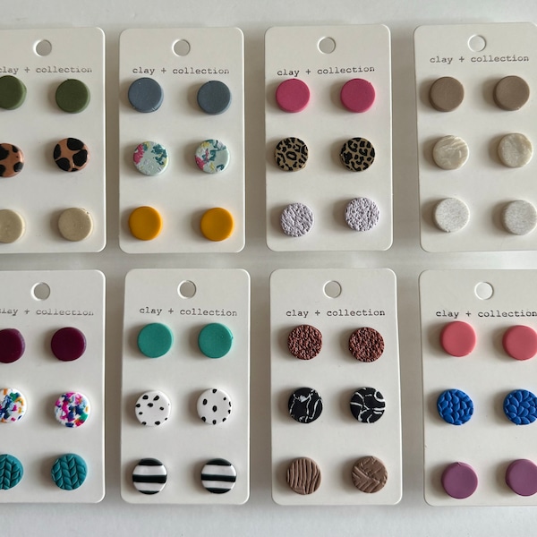 Pendientes de arcilla hechos a mano / Paquetes de mini pendientes / Colección Clay +