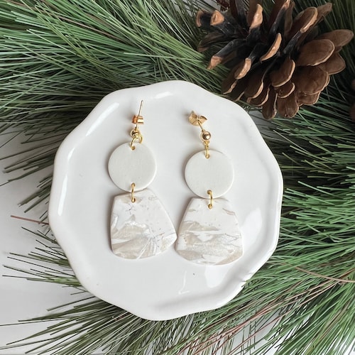 CLAY EARRINGS Black White lightweight Hypoallergenic Etsy
