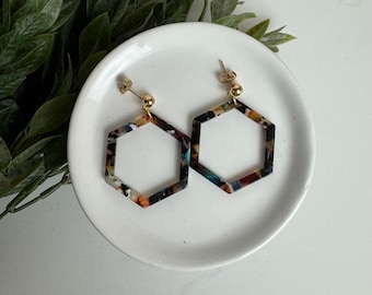 ACRYLIC EARRINGS + lightweight + hypoallergenic + statement earring