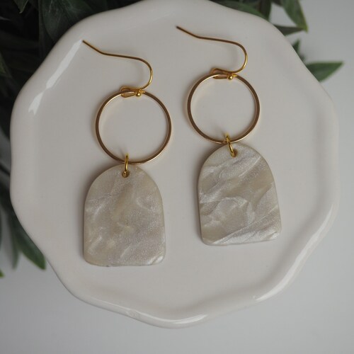 CLAY EARRINGS White Glitter Lightweight Hypoallergenic Etsy