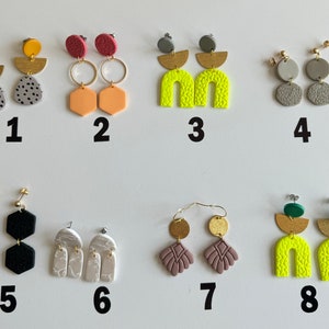 Collection LIQUIDATION | pâte polymère + boucle d'oreille tendance + hypoallergénique + fait main |