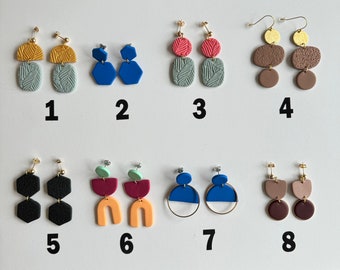 Collection LIQUIDATION | pâte polymère + boucle d'oreille tendance + hypoallergénique + fait main |