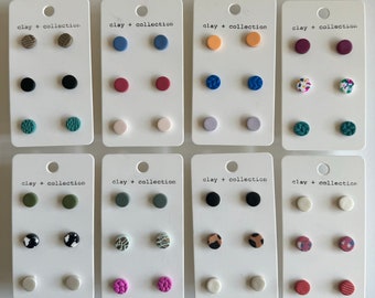 CLAY EARRINGS + MICRO stud packs + lightweight + hypoallergenic + handmade + statement earring