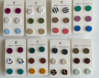 Boucles d'oreilles faites main en argile | Mini paquets de clous | Argile + Collection
