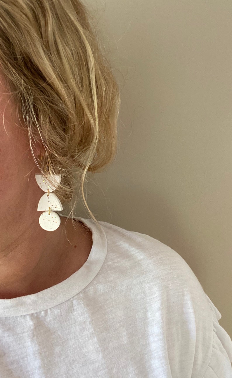 CLAY EARRINGS White Glitter Lightweight Hypoallergenic Etsy