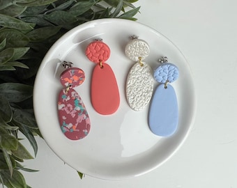 CLAY EARRINGS + lightweight + hypoallergenic + handmade + statement earring