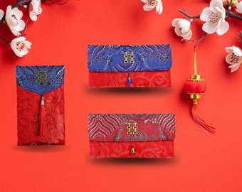 Red Envelope HandBag, Chinese Style Decor Flap Pocket, Multifunctional Coin Purse For Wedding, Engagement, Birthday, Lunar New Year