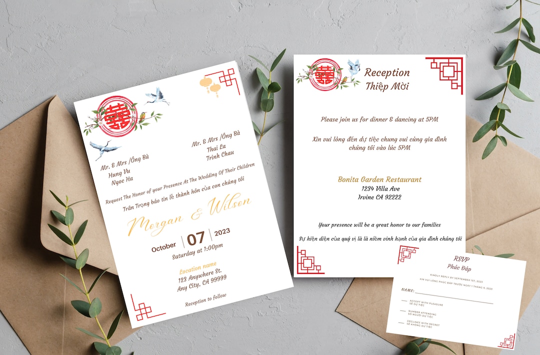 Vietnamese English Wedding Invitations