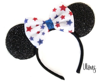 4th of July Mickey Ears, Mickey Ears, Forth of July Minnie Ears, Disney Ears, Forth of July , Disneyland Ears, America Minnie Ears,Mouse Ear