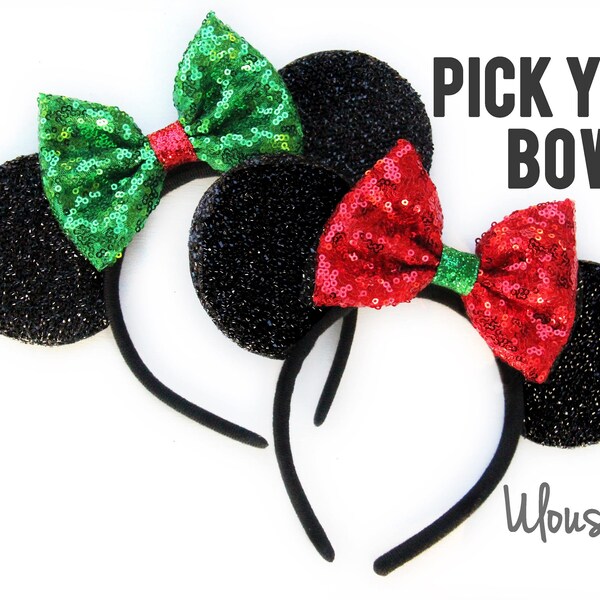 Christmas Mickey Ears, Christmas Minnie Ears, Xmas Mickey Ears, Christmas Disney,Holiday Ears, Mouse Ears, Holiday Mickey Ears, Christmas