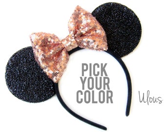 Gold Mickey Ears, Sparkly Mickey Ears, Rose Gold Minnie Ears, Rose Gold Ears, Minnie Ears, Rose Gold Mickey Ears,Gold Minnie Ears, Mouse Ear