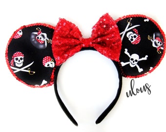 Pirates Mickey Ears, Pirates Minnie Ears, Pirates Ears, Skull Mickey Ears, Pirates of the Caribbean Mickey Ears, Skull Ears, Pirate Mickey