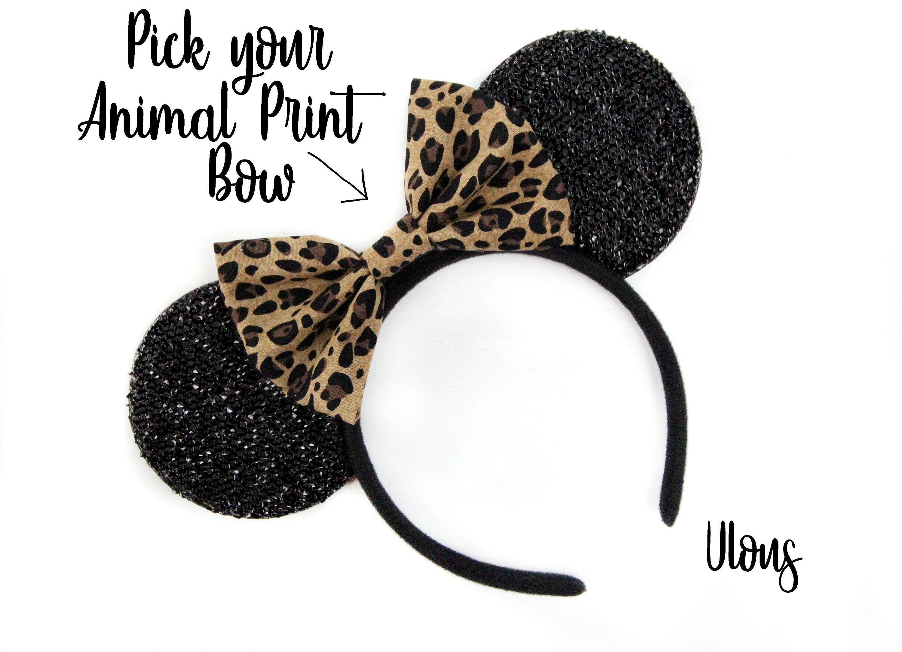 Disney Parks Animal Print Mickey Mouse Ears with Bow Headband with Black Accents Leopard Mouse Ears, Cheetah Mickey Ears, Animal Kingdom  main image 2