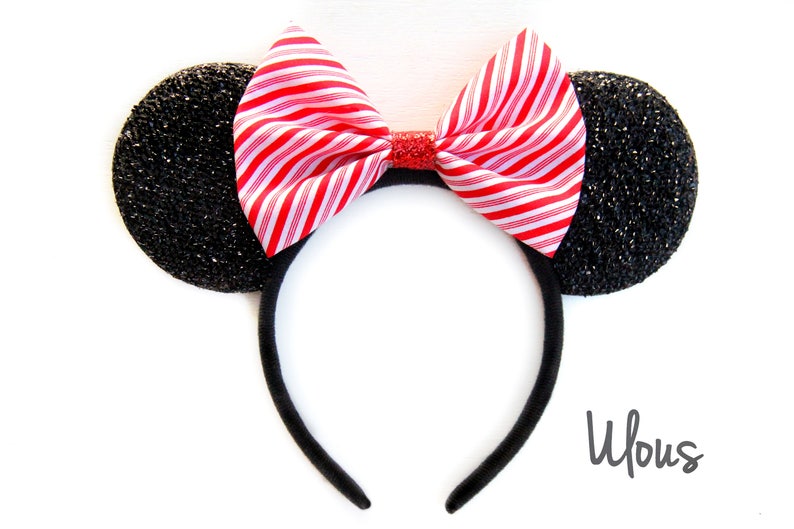 Christmas Mickey Ears, Christmas Minnie Ears, Candy Cane Mickey Ears, Holiday Mickey Ears, Xmas, Disney Christmas Ears, Christmas Ears, Ears image 1