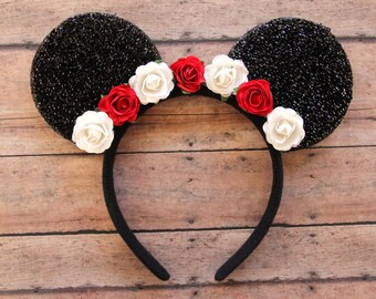 Flower Mickey Ears, Floral Mickey Ears, Christmas Mickey Ears, Holiday Mickey Ears, Flower Mouse Ears, Disney Ears, Disneyland Ears, Ears
