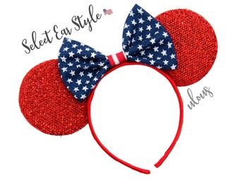 4th of July Minnie Ears, Independence Minnie Ears, American Minnie Ears, American Flag Minnie Ears, 4th of July Mickey Ears, Minnie Ears