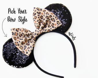 Leopard Mnnie Ears, Animal Print Minnie Ears, Leopard Mickey Ears, Leopard Mouse Ears, Lion King Mickey Ears, Animal Kingdom Disney Ears
