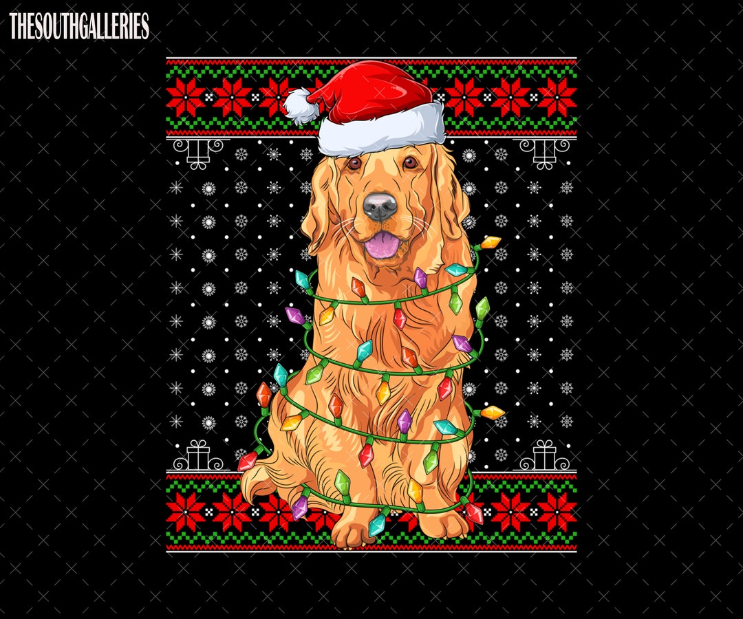 Goldendoodle Christmas PNG Dog Christmas Light Santa Hat Png Etsy