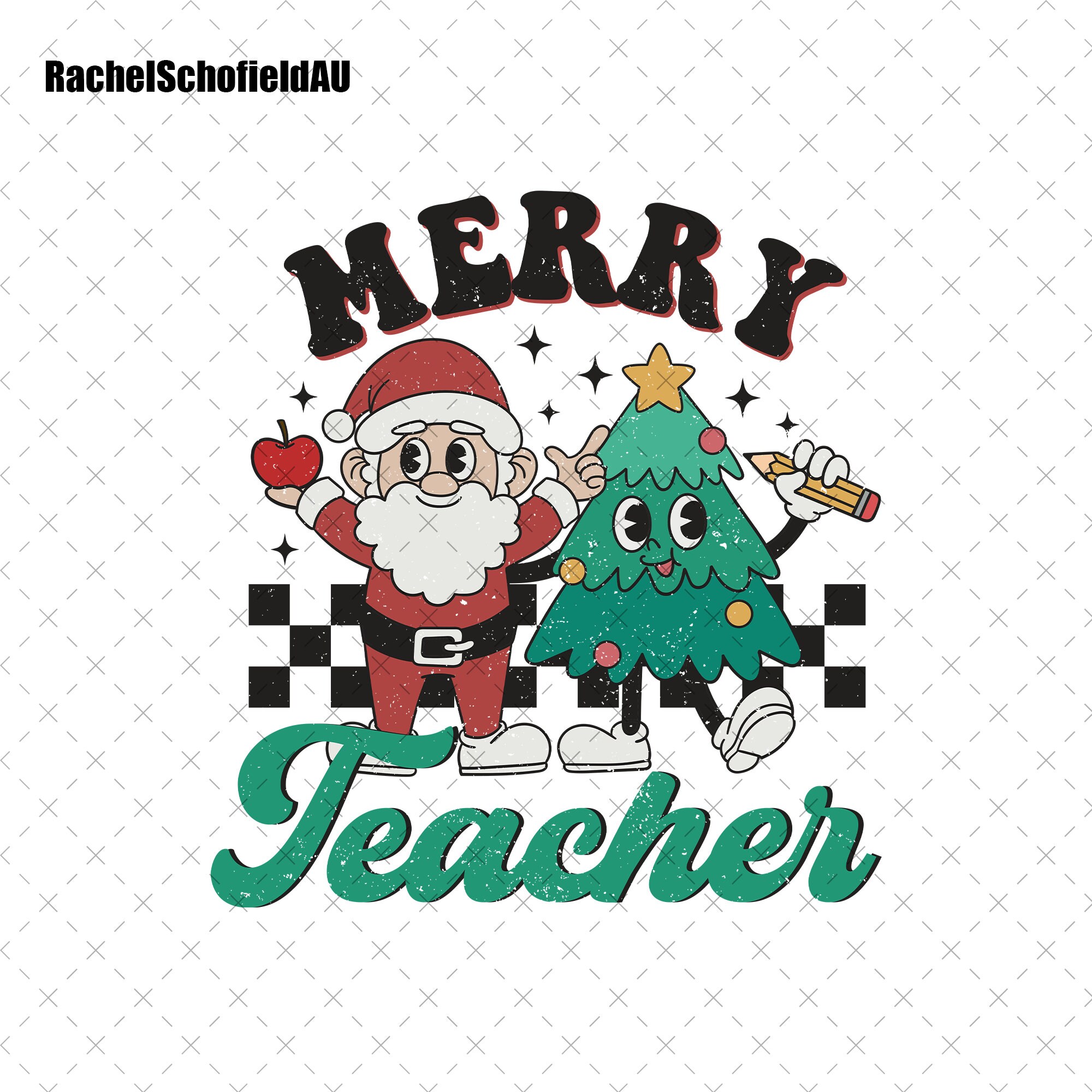 Merry Teacher Png, Teacher Christmas Png, Retro Teacher Christmas Png ...