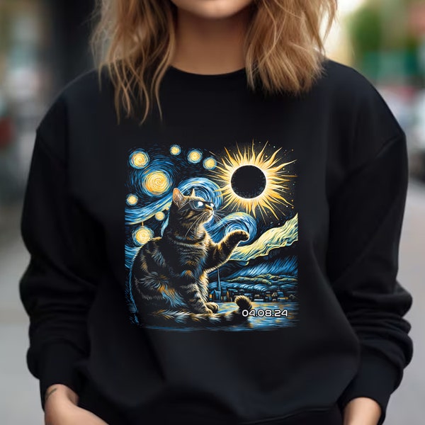 Tabby Cats Howling Art Solar Eclipse Shirt, April 8th 2024 Gift, Moon Astronomy Shirt, Solar Eclipse Gift For Cat Lover, Cat Total Solar Tee