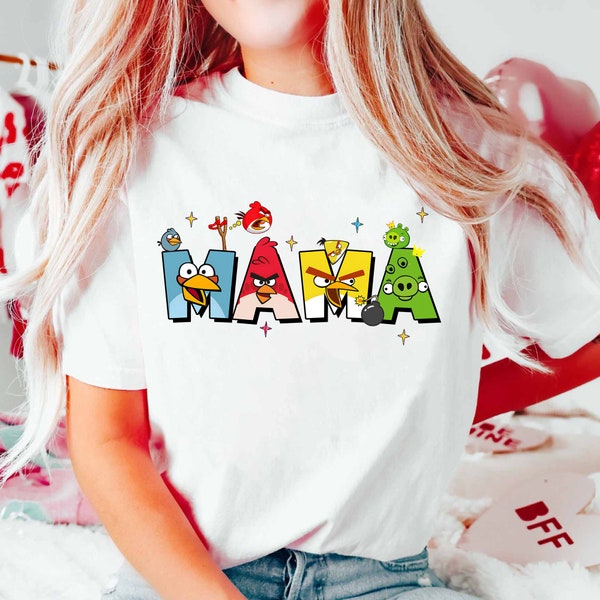 Mama Bird Mothers Day Shirt, Funny Mama Angry Bird Shirt, Cute Bird Video Game Shirt, Devil Red Bird Shirt, Kids And Mommy, Angry Bird Lover