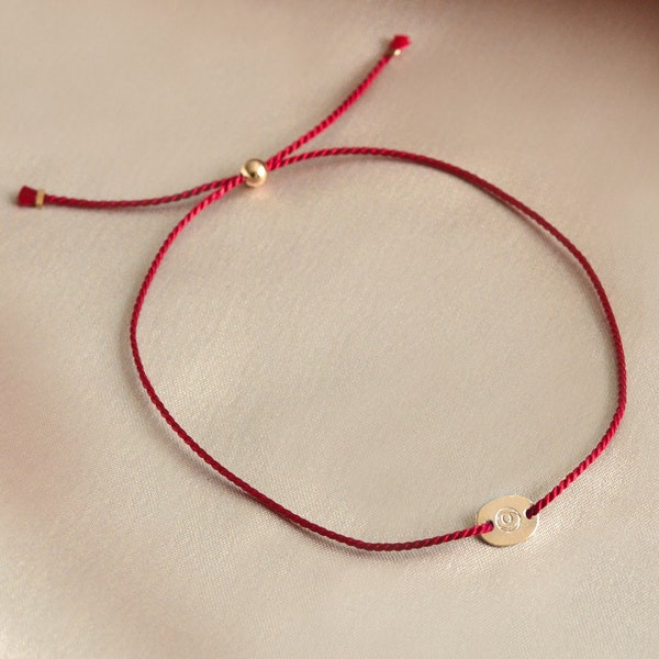 Silk Evil Eye bracelet. 14KT Gold filled and fine natural silk rope strand. Protection amulet, talisman. Nazar, luck. Red string bracelet.