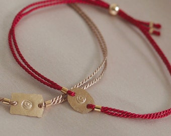 Silk Evil Eye bracelet. 14KT Gold filled and fine natural silk rope strand. Protection amulet, talisman. Nazar, luck. Red string bracelet.