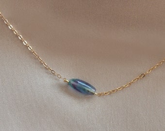 Fluorit Halskette. 14KT Gold Fill oder Sterling Silber. Natürlicher Edelstein / Mineralschmuck. Feines Roh-Kristall Fass. Positive Energie Stein.