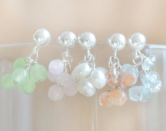 Edelstein Cluster Christbaumkugel Ohrringe, Paar Sterling Silber süße zierliche Mädchen feminine Edelstein Ohrringe für sie, Mutter, Schwester, Bestie, Frau