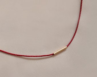 Silk Red String choker / necklace. 14KT Gold filled. Protection luck talisman jewelry. Multicultural mystical traditions. Ward off Evil eye