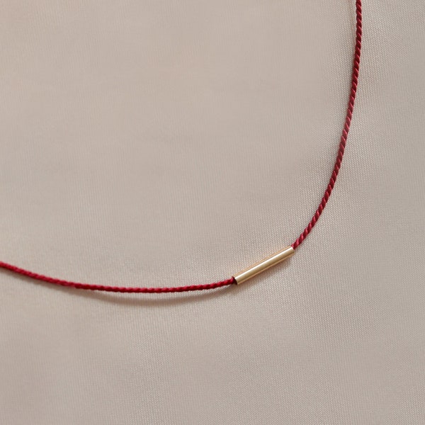 Silk Red String choker / necklace. 14KT Gold filled. Protection luck talisman jewelry. Multicultural mystical traditions. Ward off Evil eye