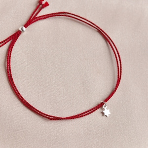 Kabbalah Red String silk bracelet. Sterling silver, string jewelry. Jewish mysticism. Judaica. Bat Bar Mitzvah gift. Magen Star of David.