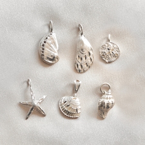 Premium Vintage Sterling Seashell Pendants. Ocean Beach Nautical Coastal themed jewelry. Medium- large statement pieces. Silver anniversary