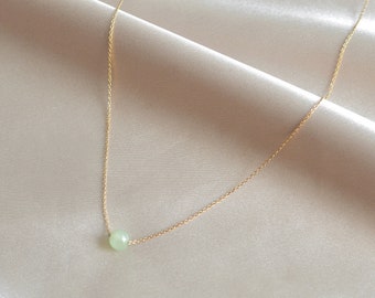 Minimalist Jade Necklace. 14KT Gold filled or Sterling Silver. Elegant lucky jade jewelry for her. Balance serenity harmony health luck.