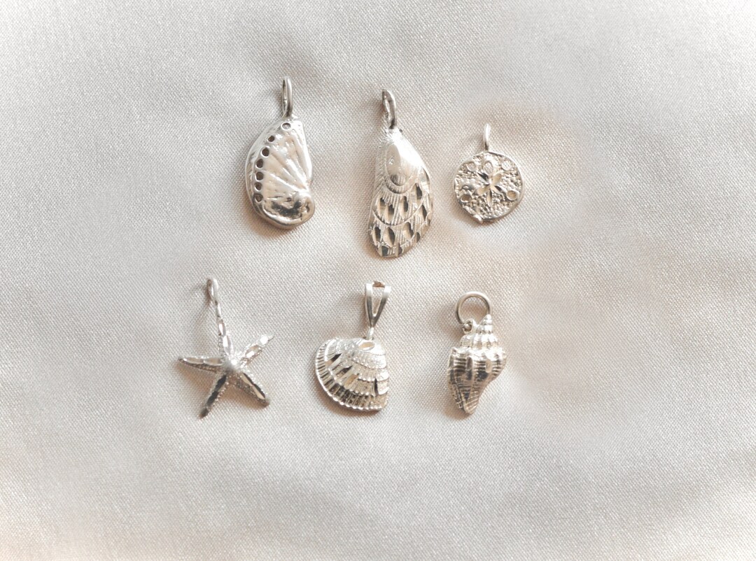 Premium Vintage Sterling Seashell Pendants. Ocean Beach Nautical ...