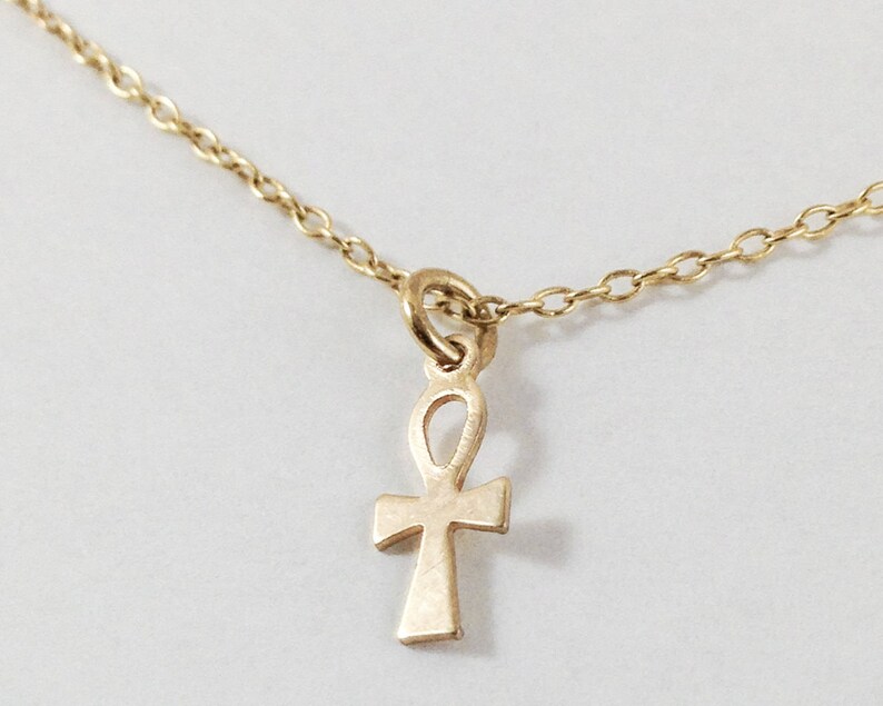 14K GOLD Ankh Necklace. Solid Gold. Dainty Egyptian Etsy
