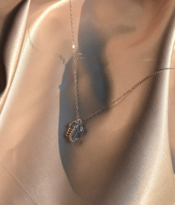 Scorpion necklace. Sterling silver option or solid brass scorpion w/ 14k gold filled chain. zodiac sign scorpio. october / november birthday