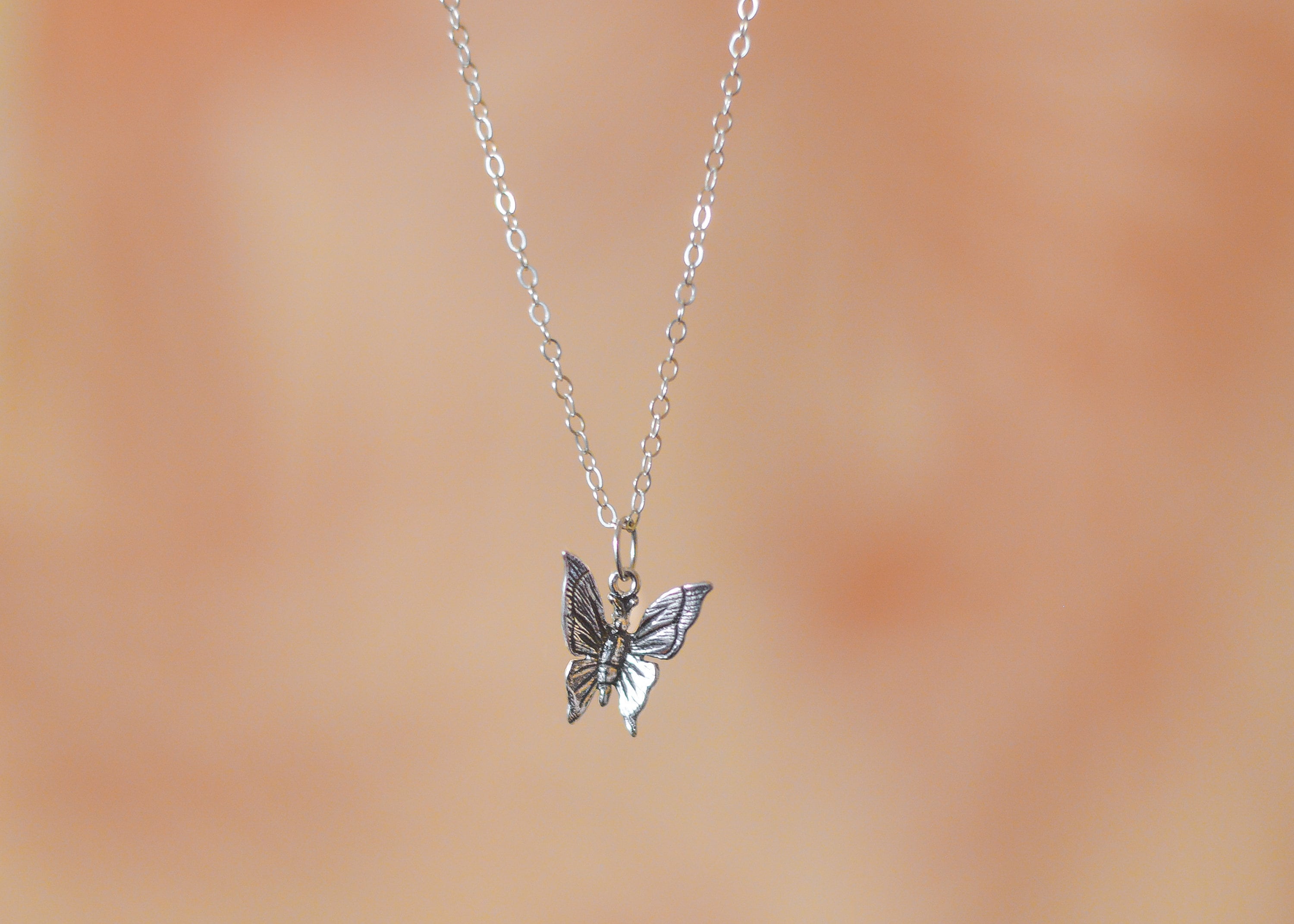 Butterfly Necklace. Sterling Silver Mariposa. Monarch. Lovely Etsy