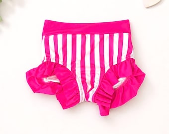 Wide Waistband with Full Ruffle Stripe Pattern Briefs - Adorable Dancewear