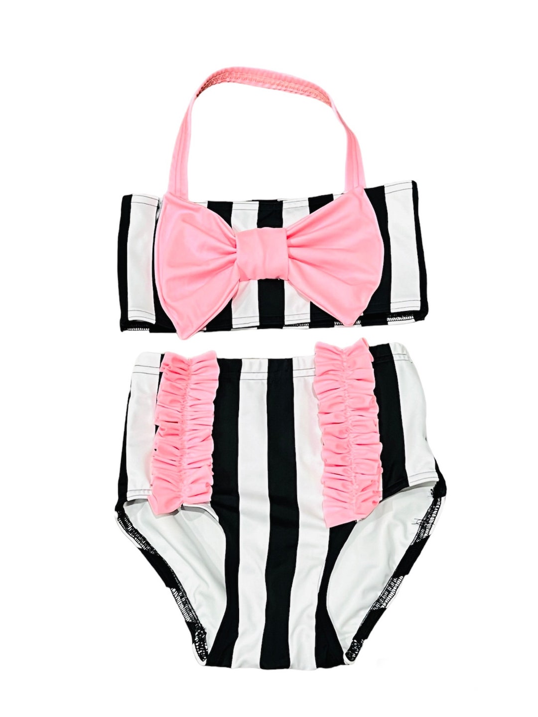 Black and White Stripe Halter Top and Briefs With Big Bow and Ruffles Cute Dancewear Etsy