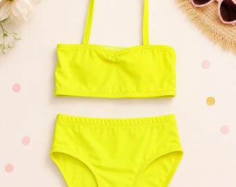 Bright Neon Yellow Halter Top and Matching Briefs - Size Child Large Dance Set