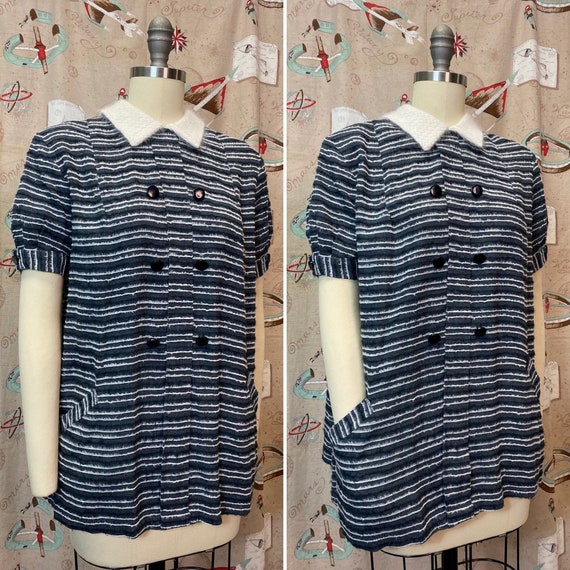 Vintage 1950s Blouse • Maternity Mohair Striped Bl